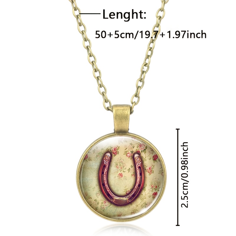 Brown Round Base Glass Pattern Necklace Pendant